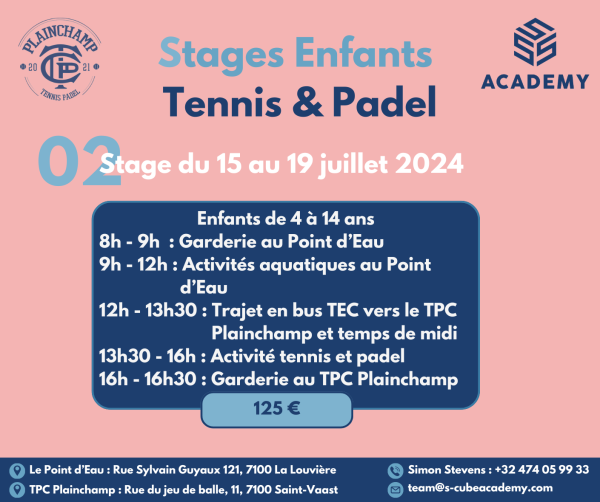 Stage de Natation & Tennis/Padel 